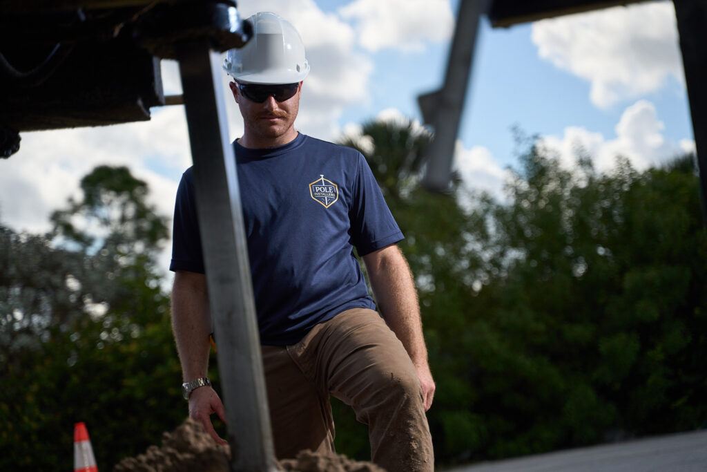 Pole Installers crew completing a South Florida pole project
