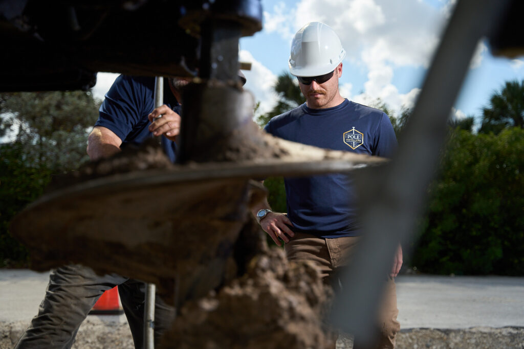 Light pole installation at South Florida sports complex